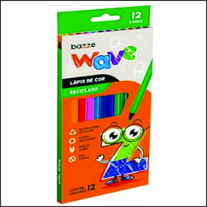 Lapis Cor Bazze Wave Sextavado Reciclado 12 Cores