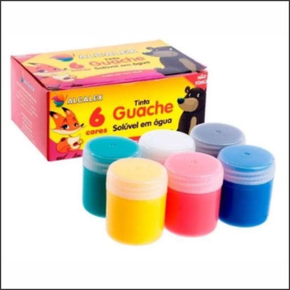 ALCALEX TINTA GUACHE 6 CORES